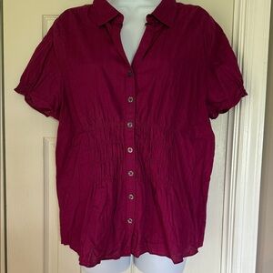 Eddie Bauer Women's Button-Up Shirt in Deep Red